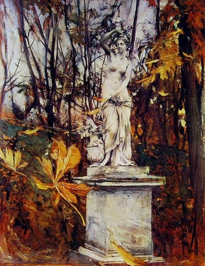 Standbeeld in het park van Versailles door Giovanni Boldini